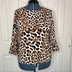 🌵Philosophy Leopard Bell Sleeve Stretch Top NWT